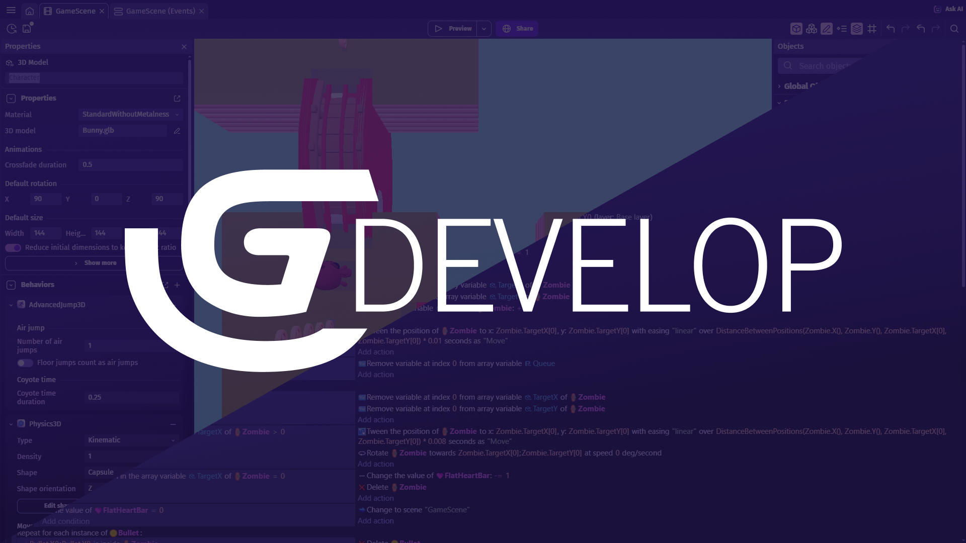 GDevelop - Game Engine fácil e gratuita - Videogame Warlock